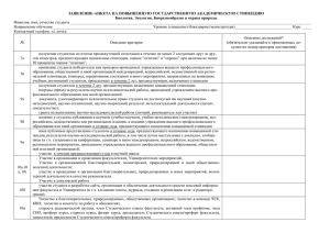 Заявление-анкета на повышенную стипендию