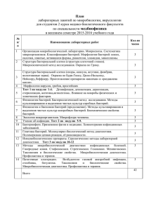 План лабораторных занятий по микробиологии, вирусологии для студентов 2 курса медико-биологического факультета