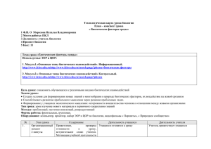 Технологическая карта урока биологии План – конспект урока « Биотические факторы среды»
