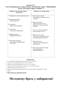 Занятие № 7 Тема. Медицинская гельминтология. Тип Плоские