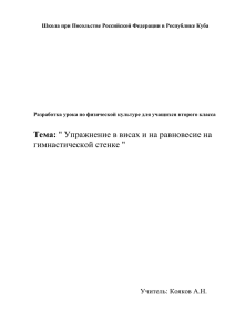 "Упражнение в висах и на равновесие на гимнастической стенке".