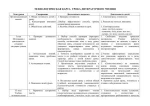 технологическая карта урока литературного чтения