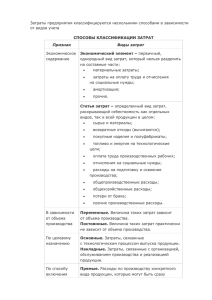 Затраты предприятия классифицируются несколькими