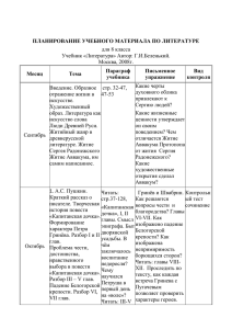 ПЛАНИРОВАНИЕ УЧЕБНОГО МАТЕРИАЛА ПО ЛИТЕРАТУРЕ Параграф Письменное