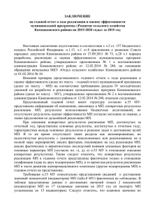 ЗАКЛЮЧЕНИЕ на годовой отчет о ходе реализации и оценке