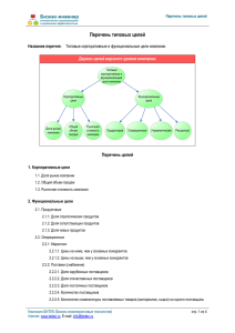 Перечень типовых целей - Бизнес