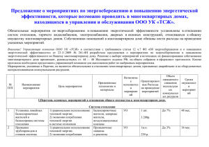 Предложение о мероприятиях по энергосбережению и