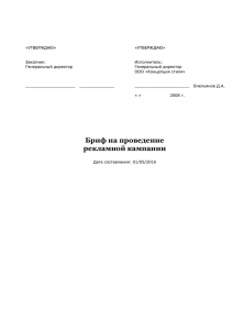 Бриф на проведение рекламной кампании