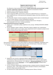 Задание практического тура (время выполнения работы – 1ч)