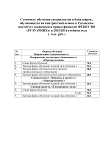 Стоимость обучения в Гуковском институте экономики и права