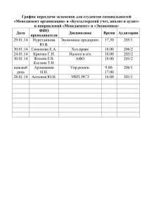График пересдачи экзаменов для студентов специальностей