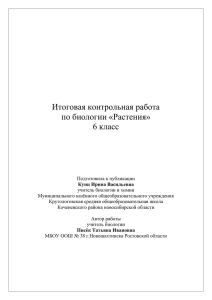 Итоговая контрольная работа по биологии,6 класс