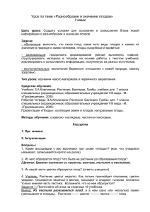 Урок по теме «Разнообразие и значение плодов»