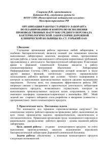 организация работы старшего лаборанта по планированию и