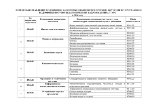 Перечень направлений подготовки, по которым ФГБОУ ВО "КубГУ"