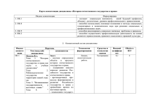 Карта компетенции дисциплины «История отечественного государства и права»  Индекс компетенции Формулировка