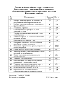 Ведомость объема работ на крышу и окна здания