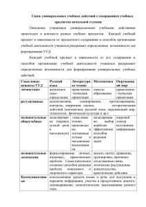 Связь универсальных учебных действий с содержанием