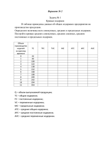 Вариант № 2 Задача № 1 Кривые издержек В таблице