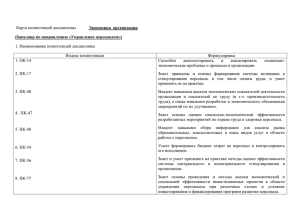 Карта компетенций дисциплины Экономика организации