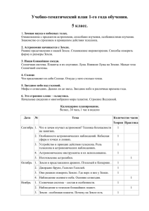 Учебно-тематический план 1-го года обучения, 5 класс.