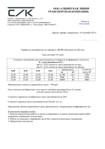 Стоимость килограмма в зависимости от коэффициента