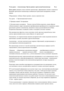 Тема урока « Анализаторы. Орган зрения и зрительный