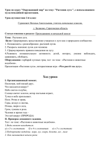 Урок по курсу "Окружающий мир" на тему: "Растения луга "