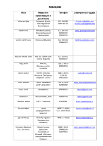 Молдова Имя Название организации и должность Телефон