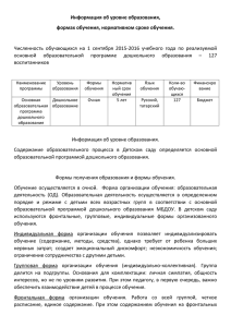 Информация об уровне образования доу