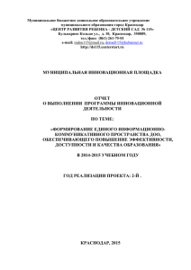 Отчет о выполнении программы инновационной деятельности