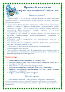 Правила безопасности в период празднования Нового года