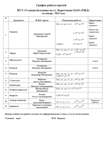 График работы врачей НУЗ «Узловая больница на ст. Коротчаево ОАО «РЖД»