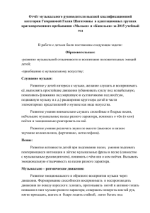 Отчет о работе музыкального руководителя Гимрановой Г.Ш.