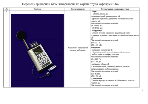 Перечень приборов лаборатории по охране труда и их