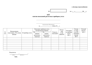 снятия показаний расчетных приборов учета