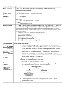 Дата:25.09.13 г. Класс 8 «А», «В» Тема занятия: Стили речи