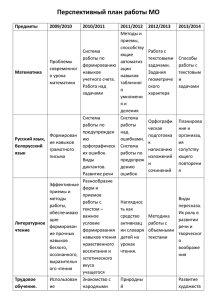 Перспективный план работы МО