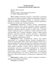 Открытый урок «Социальные различия в обществе»