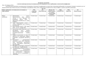 Экспертное заключение о соответствии предлагаемых потенциальными поставщиками услуги требованиям технической спецификации