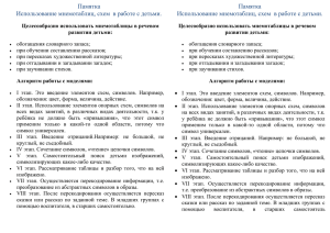 Памятка "Использование мнемотаблиц, схем в работе с детьми"