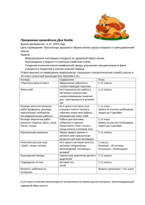 Программа проведения Дня Хлеба