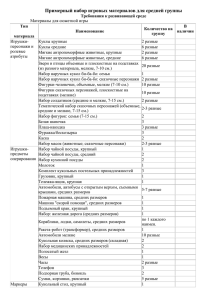 Примерный набор игровых материалов для средней группы