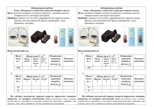 Лабораторная работа «Измерение плотности вещества твердого тела» Цель: Приборы: