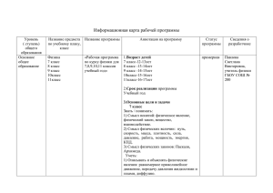 Информационная карта рабочей программы