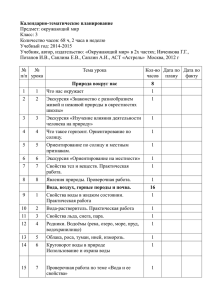 Календарно-тематическое планирование Предмет: окружающий мир Класс: 3