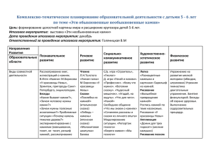 Комплексно-тематическое планирование к проекту "Камни"