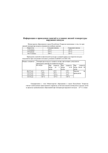 Информация о проведении занятий в условиях низкой