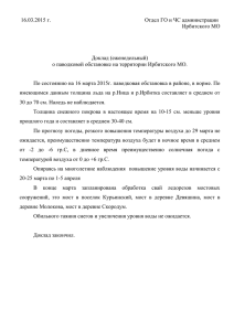 Доклад о паводковой обстановке на 16.03.15.