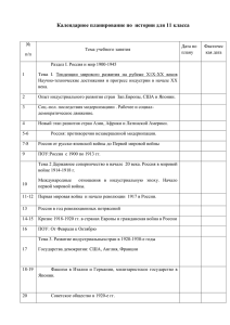 Календарное планирование по  истории для 11 класса